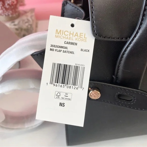 Final Sale!!! 👜 MICHAEL KORS 🌺 Carmen Medium Faux Leather Belted Satchel - Picture 10 of 13